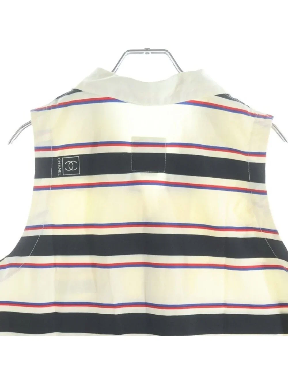 Chanel Multi Border Front Zip Sleeveless Dress Beige